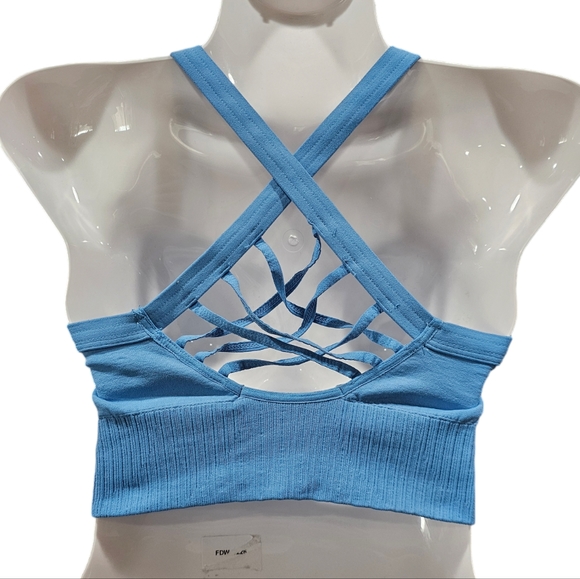 Free Movement Strappy Back Good Karma Bra In Blue Size M NWOT MSRP $58 - Picture 3 of 4
